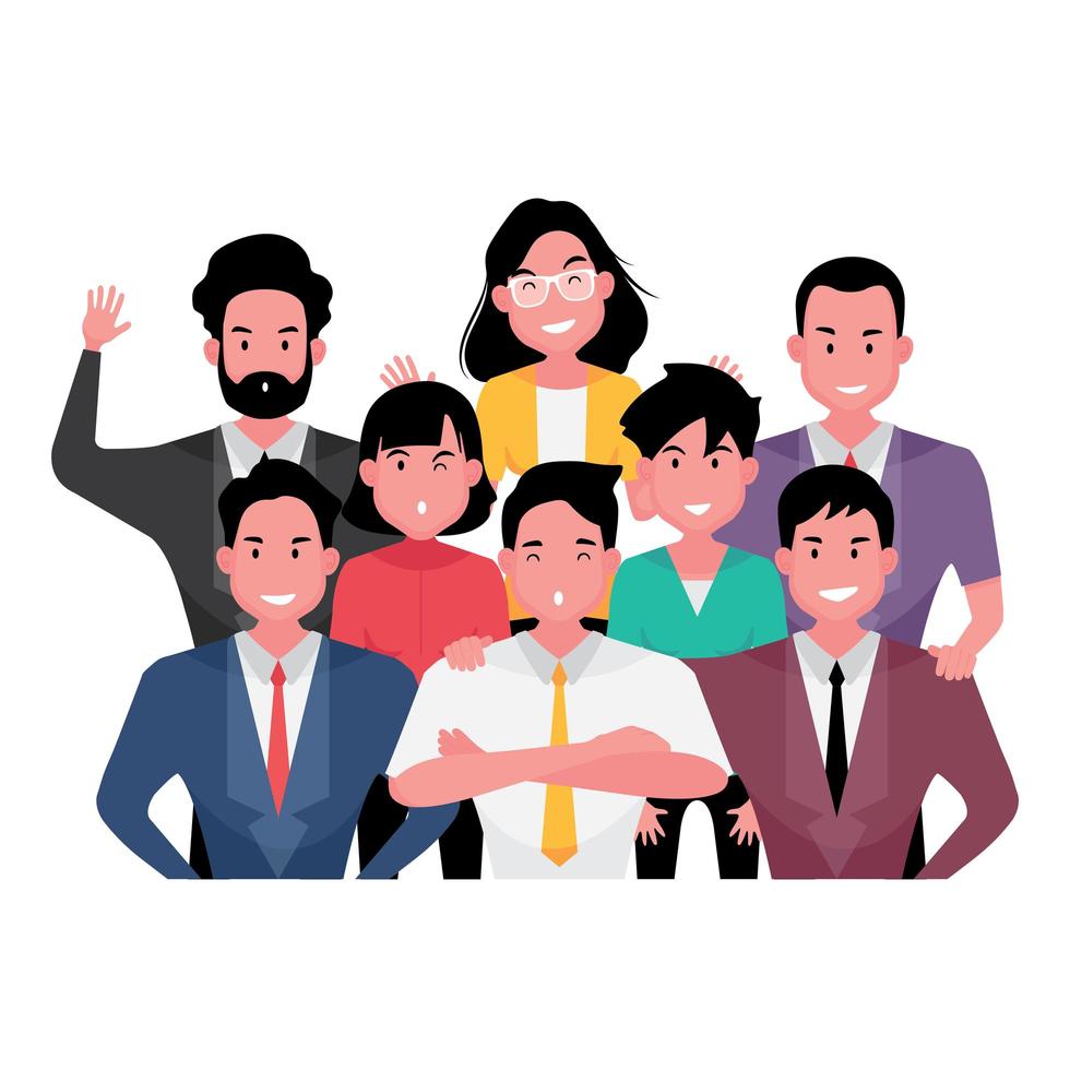 group-of-business-people-showing-teamwork-free-vector
